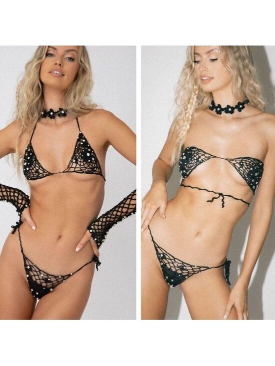 Monica Hansen Other - Monica Hansen Chelabella Crochet Bikini & Choker Set (3 piece)